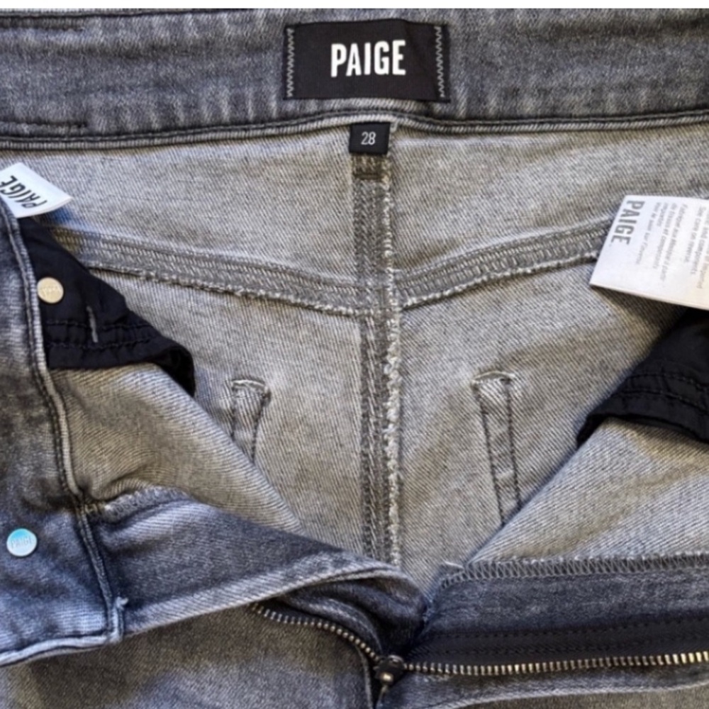 Paige Anessa High Rise Cropped Wide Leg Jeans in Smokey Grey Size 28 Like New - Picture 8 of 11